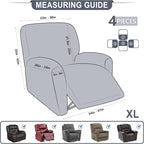 ANARACHON Leather Look Recliner Chair Covers, 4-Pieces Stretch Recliner Cover - Image 3