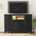 DUMOS TV Stand Dresser with 8 Fabric Drawers and Open Shelves, LED - Image 8