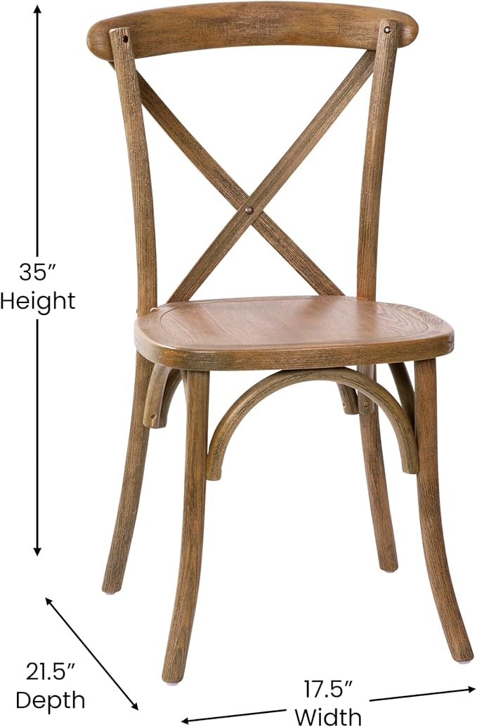 EMMA + OLIVER 2-Pack Wooden X-Back Dining Chair - Image 3