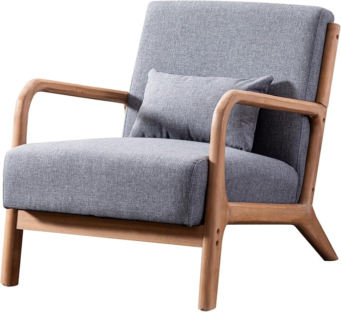 ANJ Mid Century Modern Accent Chair, Single Fabric Lounge Reading Armchair - Image 5