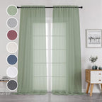 Sage Sheer Curtains 144 inch Extra Long, Elegant and Airy Drapes Translucent - Image 5