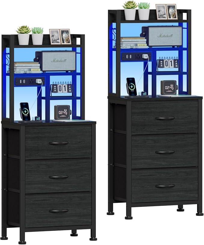 Furnulem Nightstands Set of 2, Tall Night Stand by Furnulem