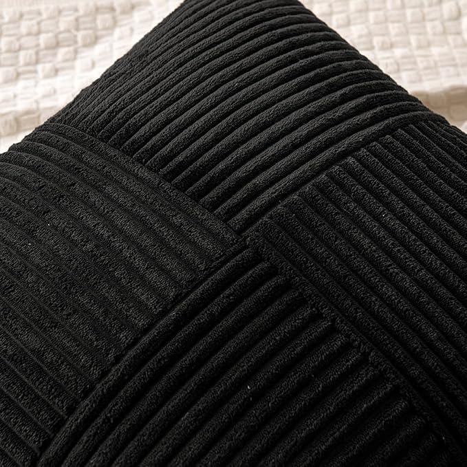 MIULEE Black Decorative Euro Sham Pillow Covers 24x24 Inch 2 Pack | Boho - Image 2