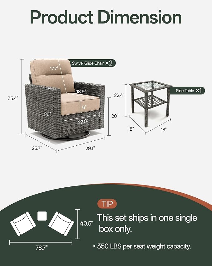 Luxury 3-Piece Patio Furniture Set - Image 9