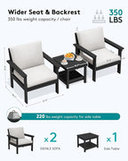 SERWALL HDPE Patio Sofa Set, 3-piece Sectional Outdoor Furniture Set, All - Image 2