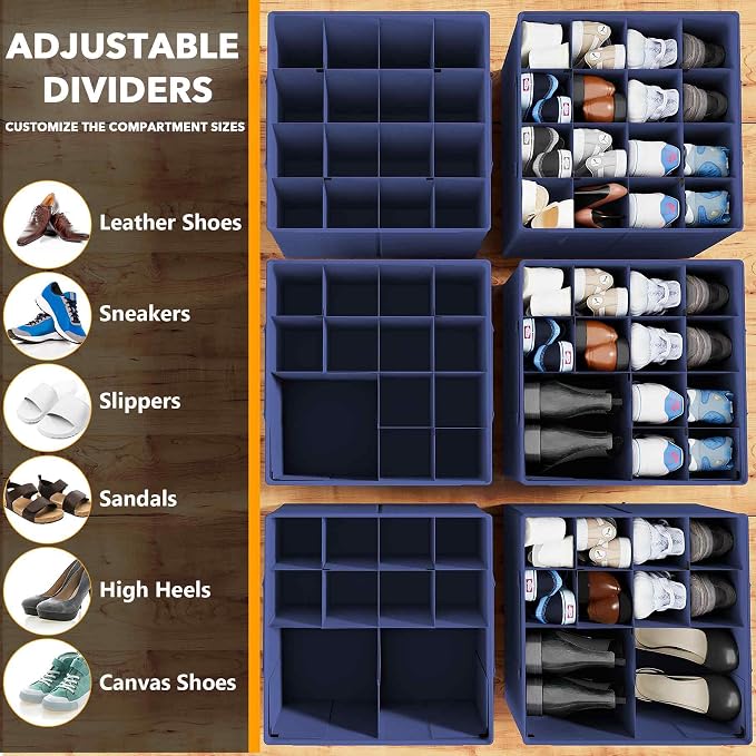 SpaceAid Shoe Organizer for Closet, 2 Pack Foldable Shoe Storage Containers - Image 3