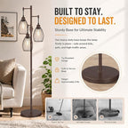 Nintiue Dimmable Floor Lamp, 3x800LM LED Bulbs Included, Farmhouse Industrial - Image 5