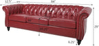 LEVNARY Chesterfield Sofa, Classic Tufted Upholstered Leather Couch, Modern 3 - Image 2
