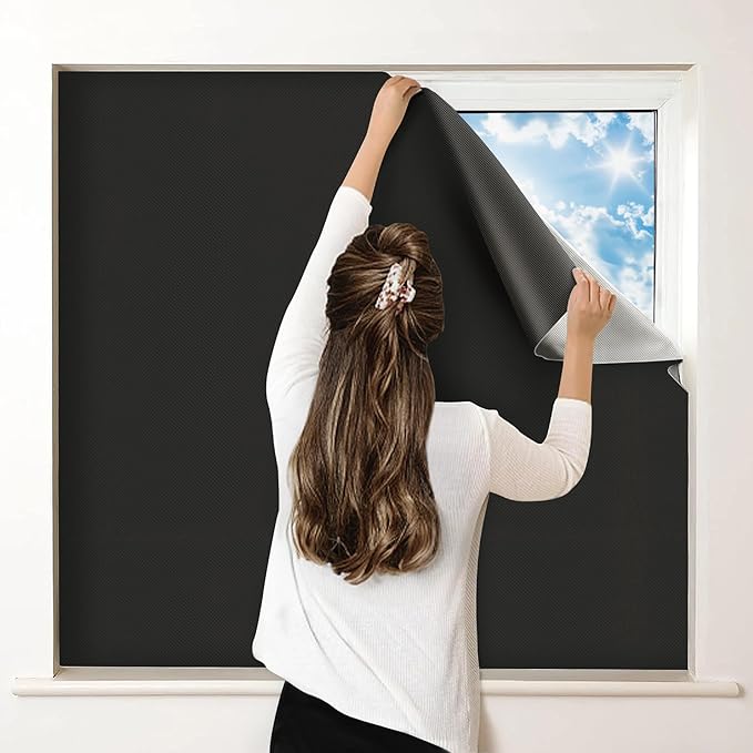 100% Blackout Curtains for Bedroom, Portable DIY Window Blinds, No Drill Window by Petaholic