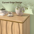 Fluted Cabinet with 3D Ripple Doors, 57.9" W Storage Cabinet with Adjustable - Image 4