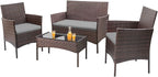 Homall 4 Pieces Outdoor Patio Furniture Sets Rattan Chair Wicker Set, Outdoor by Homall