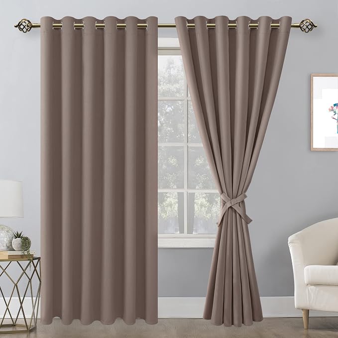 Grommet Blackout Curtains for Bedroom, 70 x 84 Inches, Tan 2 Panels | Thermal - Image 8