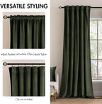MIULEE Velvet Curtains 52x84 inches 2 Panels Olive Blackout Curtains | Luxury - Image 2