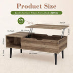OLIXIS Wooden Coffee Table, Lift Top Coffee Table - Image 3