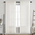 Beige White Linen Curtains for Living Room 78 Inches Long Back Tab and Rod by Nanspring