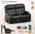 RV Loveseat Recliner Sofa, Massage Wall Hugger Reclining Couch - Image 2