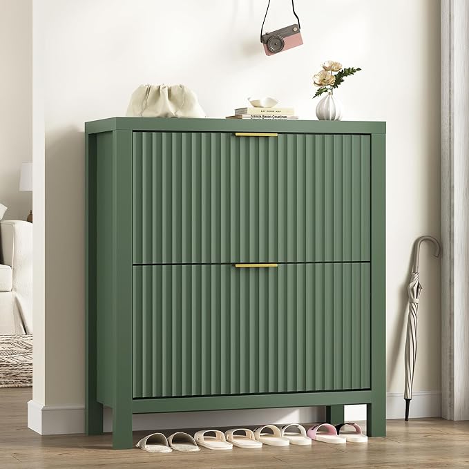 YOMILUVE Fluted Shoe Storage Cabinet by YomiluveDesign