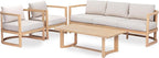 Merax 4 Piece Rattan Woven Paito Conversation Set, All-Weather Acacia Wood 3 - Image 3