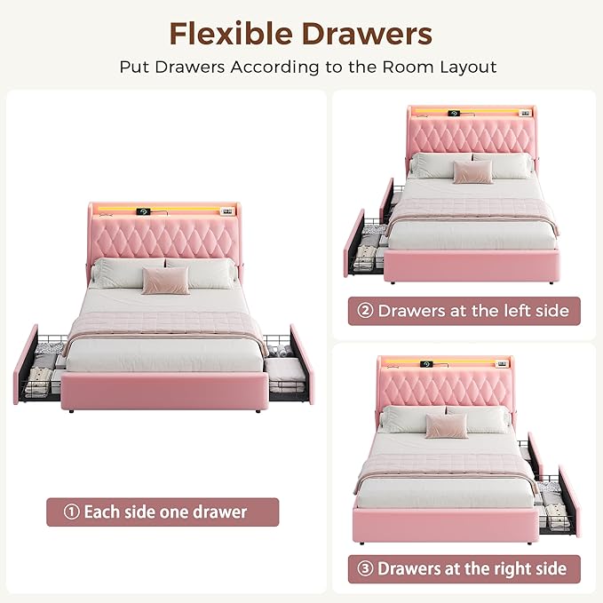 Queen LED Velvet Bed Frame - Image 8