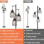 68’’ Dimmable Floor Lamp, 3 x 800LM LED Edison Bulbs Included, Industrial Floor - Image 2