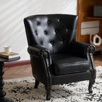 Modern Faux Leather Accent Chair, Upholstered Mid-Century Armchair - Image 2