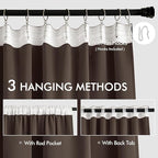 MIULEE Chocolate Brown Back Tab Blackout Curtains 52"x84" Long 2 Panels Set | - Image 3