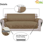 Easy-Going Reversible Couch Cover, Oversized Chair, Camel/Ivory | Machine - Image 3