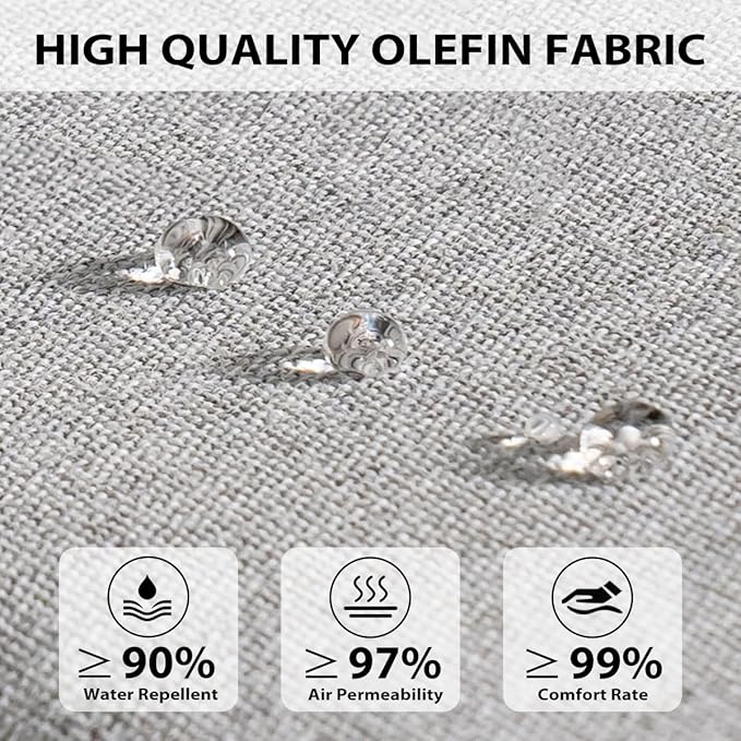 Sundale Outdoor Olefin Quilted Lounge Cushion Set of 4, Patio Foldable Chaise - Image 2