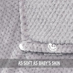 Exclusivo Mezcla Soft Waffle Fleece Bed Blanket Twin Size, Light Grey | - Image 7