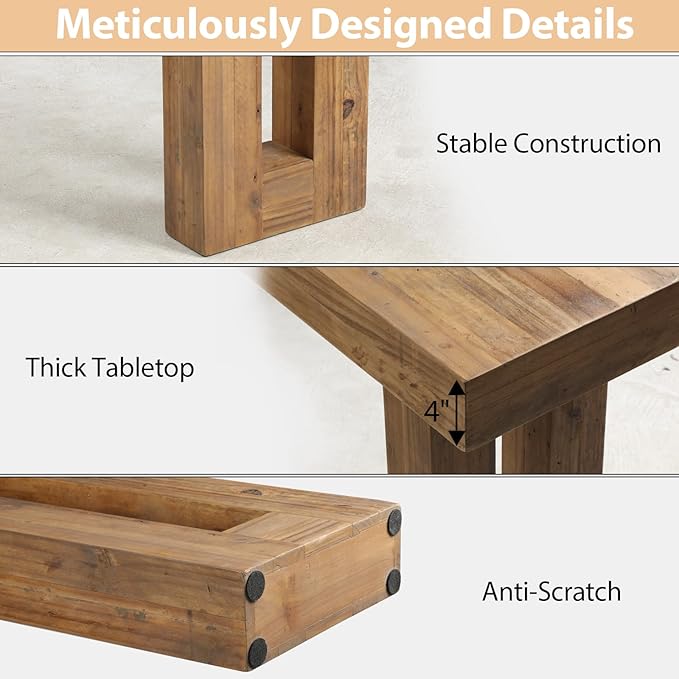 HOKYHOKY Reclaimed Solid Wood Console Table, Rectangular Couch Tables Behind - Image 7