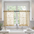 MIULEE Beige Sheer 30x36 Inches Length 2 Panels Embroidered Leaf Patterned | by MIULEE
