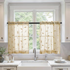 MIULEE Beige Sheer 30x36 Inches Length 2 Panels Embroidered Leaf Patterned | by MIULEE