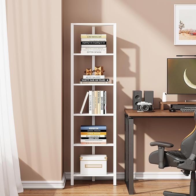 TUTOTAK 6-Tier Corner Bookshelf, Corner Shelf by ChoosetutotakFurnitureBuildYourCozyHome