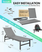 Vexwalx Outdoor Lounge Chair for Pool, Aluminum Chaise Lounge Chairs - Image 3
