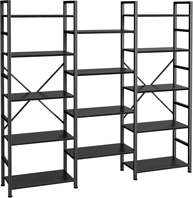 SUPERJARE Triple Bookshelf, Bookcase by SUPERJARE