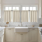 MIULEE Set of 4 Cream Beige 45 Inch Short Blackout Kitchen Window Curtains | - Image 7