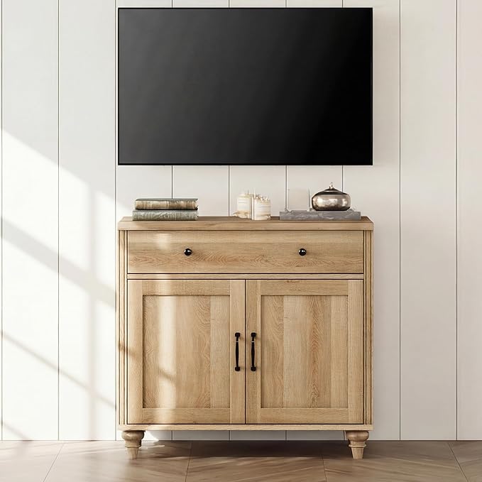 WAMPAT 34’‘ Oak Buffet Cabinet - Image 5