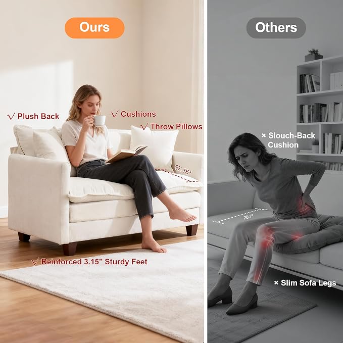 Loveseat Sofa Cloud Sofa Couch 50'', Modern Loveseats 2 Seat Couch 27" Deep Seat - Image 5