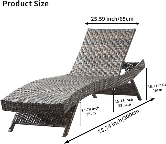 Outdoor Chaise Lounge Chairs Set of 1 - Image 2