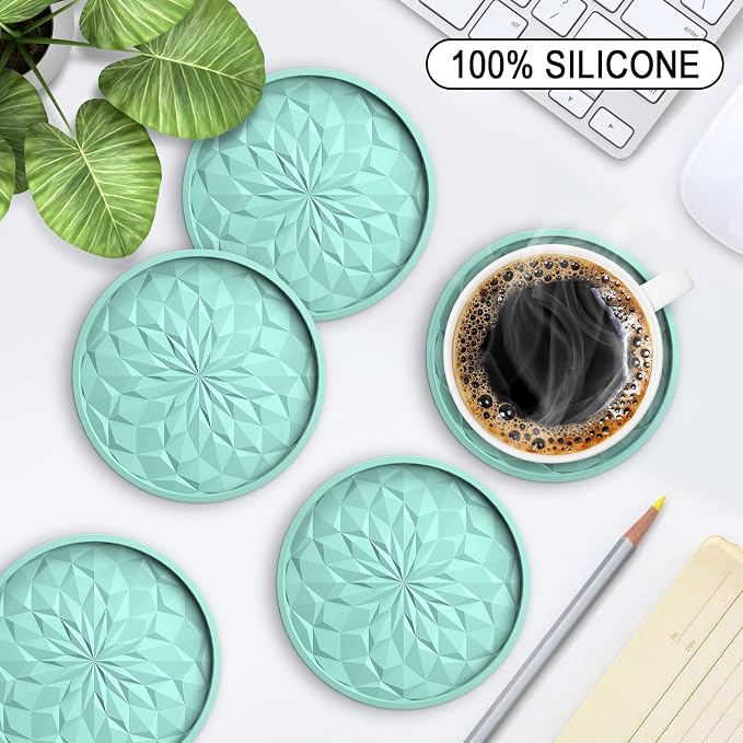 ME.FAN Silicone Coasters with Holder, Drinking Coasters - Image 2