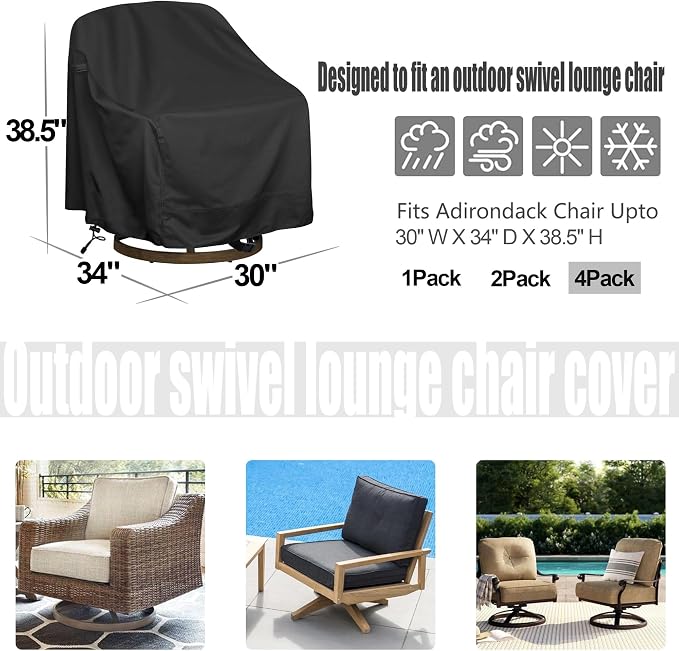 Outdoor Swivel Lounge Chair Cover, Heavy Duty Waterproof Patio Furniture Cover - Image 2