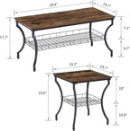 VECELO 3 Pieces Living Room Table Sets, Coffee and End Tables - Image 6