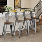 Andeworld Metal Bar Stools Set of 4, 26 inch Counter Height Barstools - Image 3