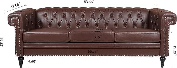 GDFStudio 84" Chesterfield Tufted Sofa Couch - Image 2