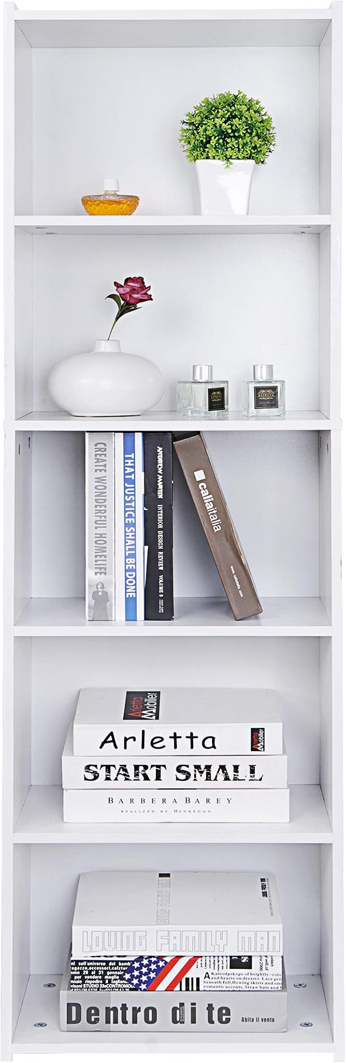 5 Tier Open Bookshelf, 52 Inch Bookcase Storage Rack by Saicool