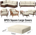 8Pcs Outdoor Cushion Covers, Stretch Patio Furniture Couch Chair Slipcovers | - Image 2
