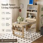 Kitchen Storage Cabinet with Hutch and Extendable Dining Table, 33.5" - Image 4