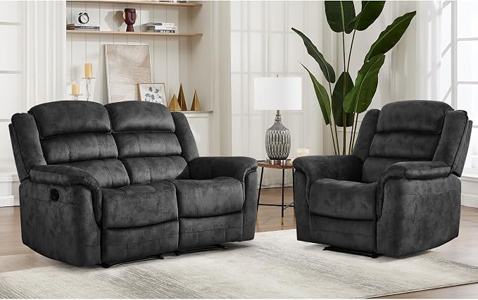 EBELLO 2 Pieces Reclining Loveseat Couch Furniture Set, Soft Fabric Manual - Image 7