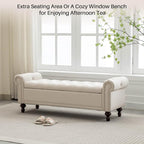 SOFTHION 58.1" Storage Bench Upholstered Linen End of Bedroom Bed Bench Ottoman - Image 6