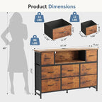 DUMOS TV Stand Dresser with 8 Fabric Drawers and Open Shelves, LED - Image 3